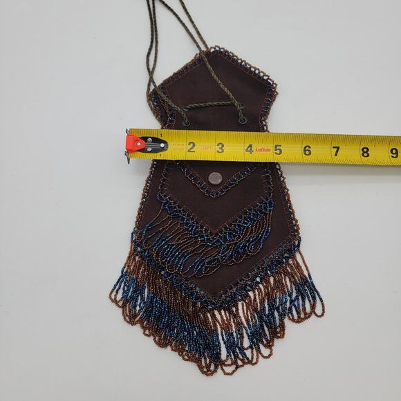 Vintage Boho Suede Beaded Handbag Purse - Picture 13 of 13